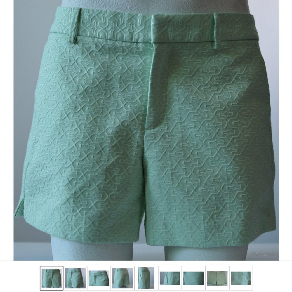 Brocade Shorts women sz 8 Mintgreen Raised Pattern by Banana Republic Mid Rise